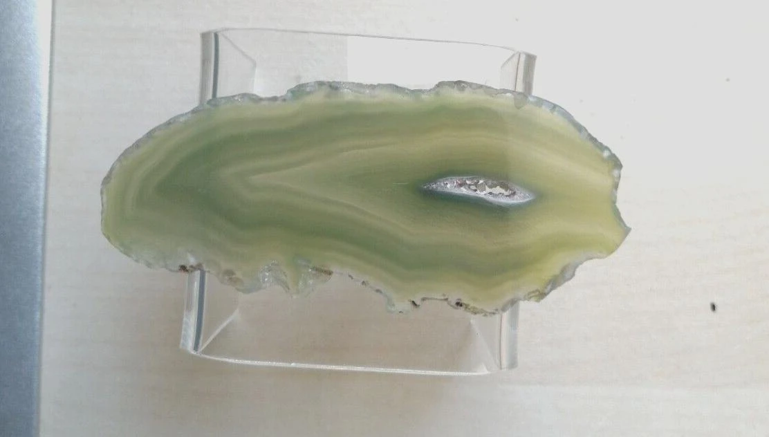 Ágata verde pequena em fatia fina polida longa 7,5 cm / 19,99 g – photo 2